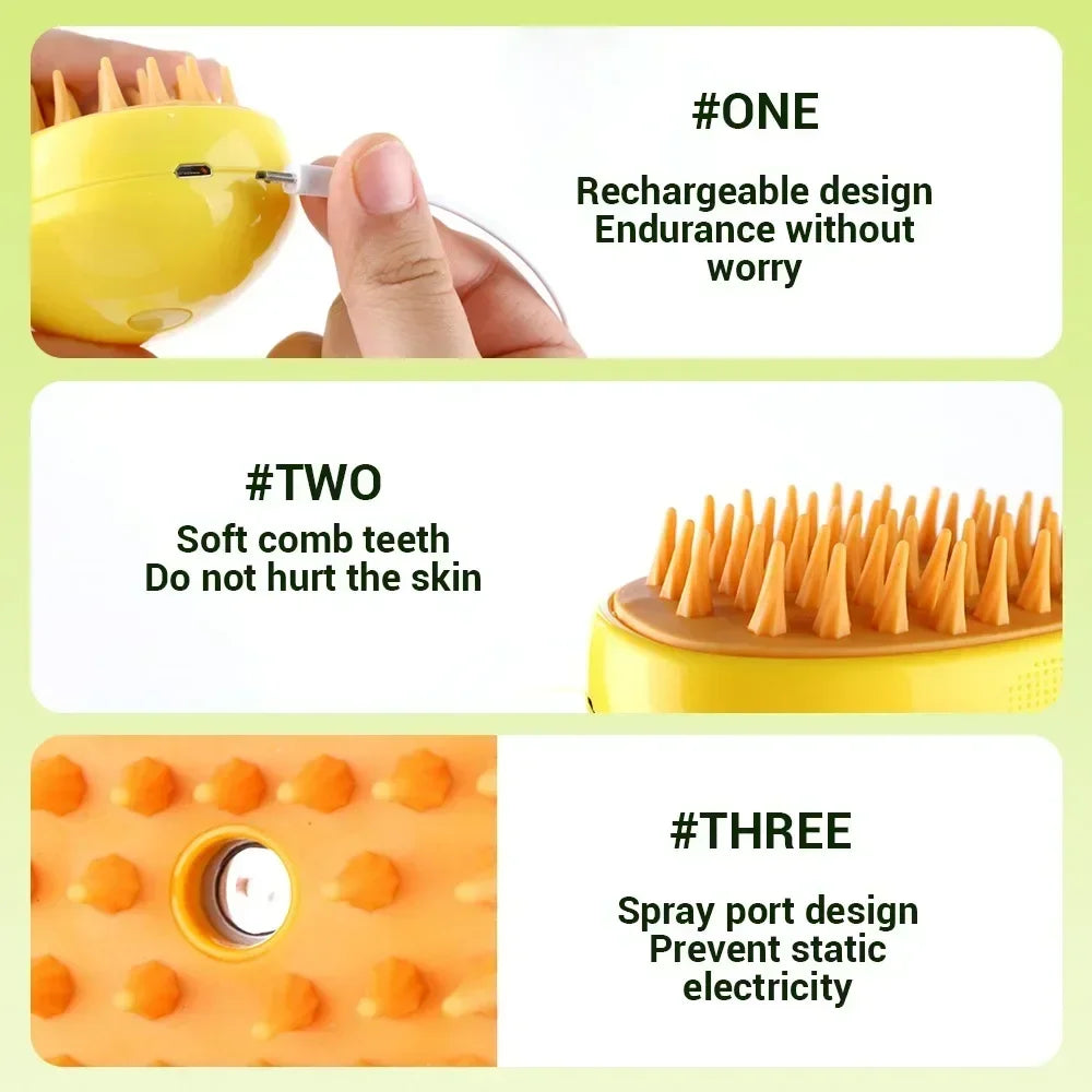 3-in-1 Pet Grooming Tool: Steamy Brush & Electric Sprayer - Trending Store